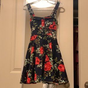 Ixiah Floral Mini Dress - Black and Red